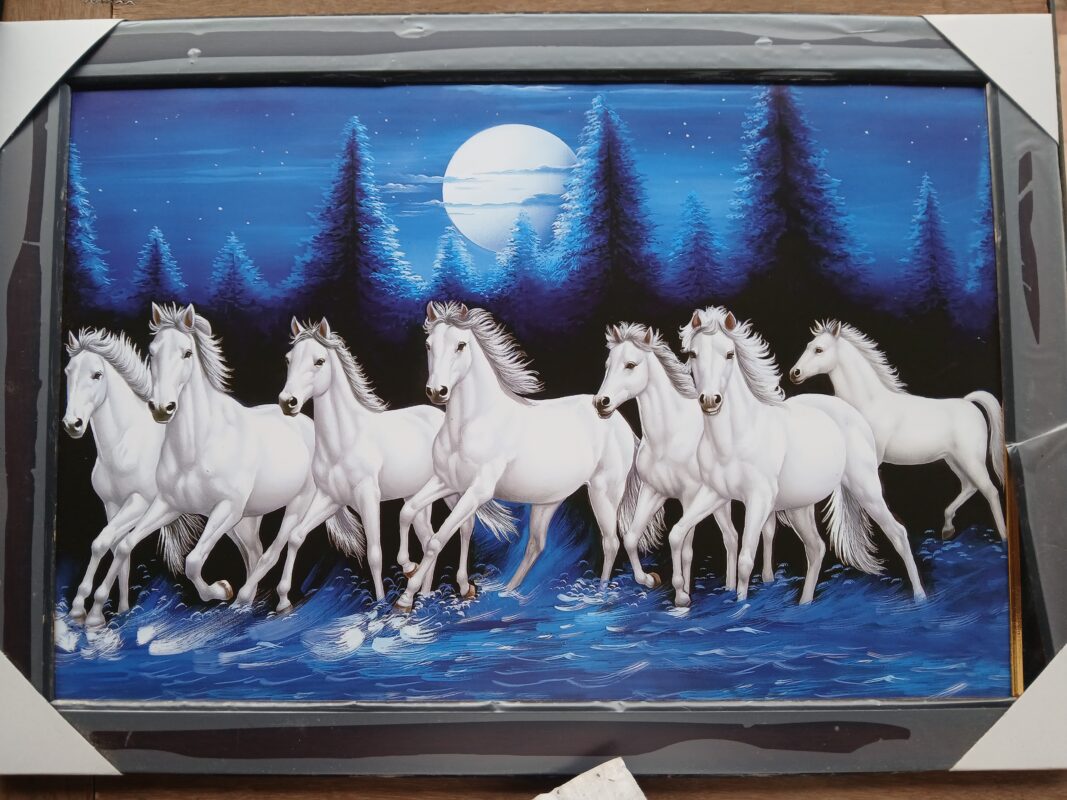 7 Galloping Horses in Moonlight