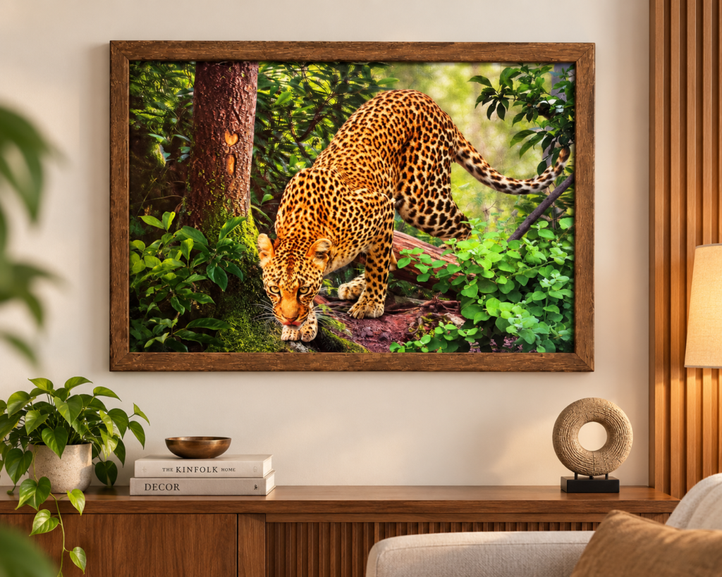 Plastic Golden 5D Leopard Photo Frame – 20 × 28 Inch