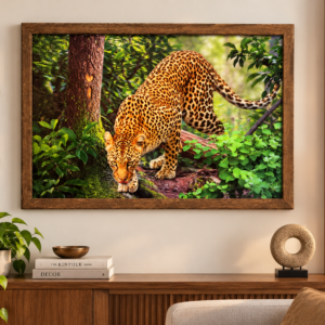 Plastic Golden 5D Leopard Photo Frame – 20 × 28 Inch