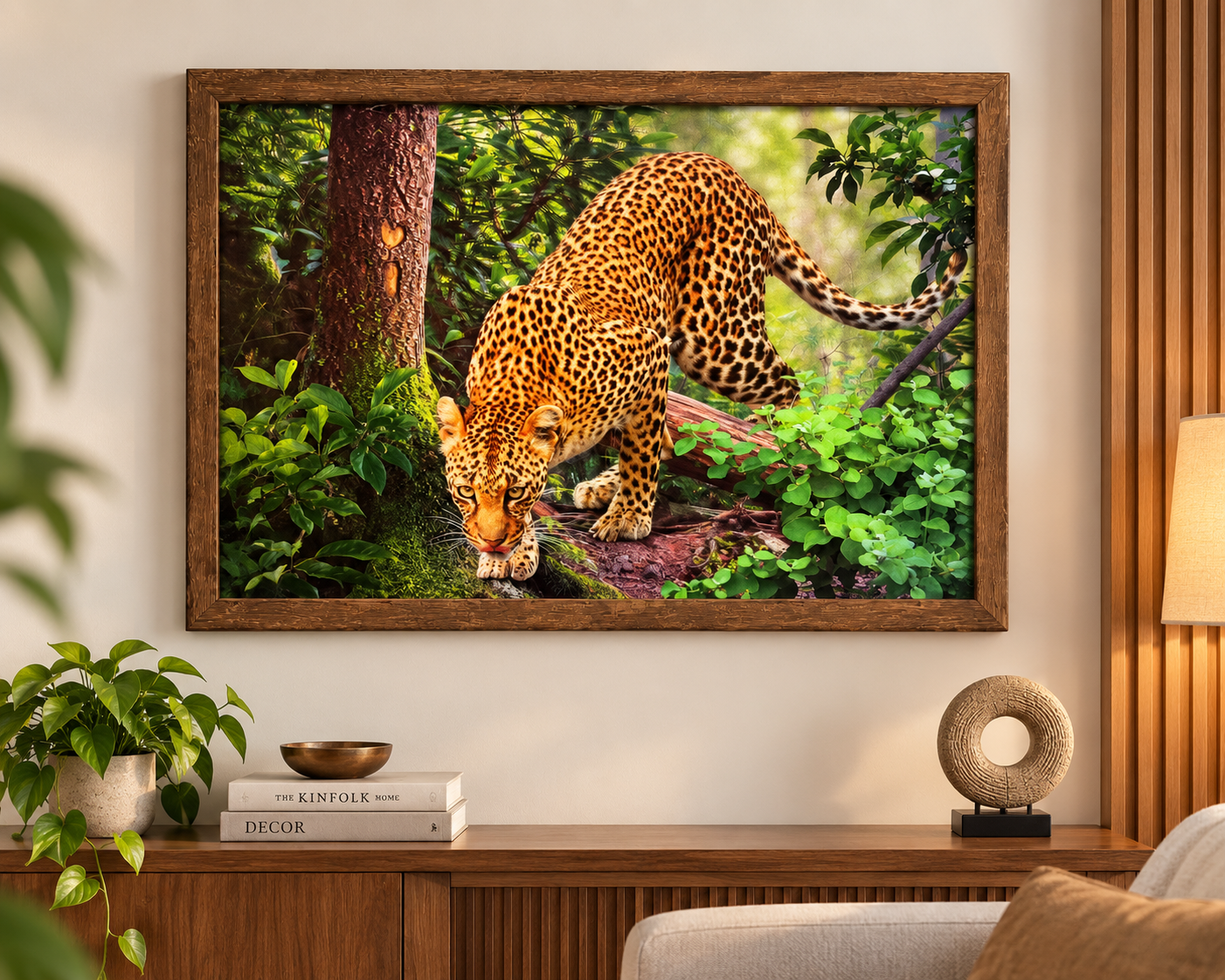 Plastic Golden 5D Leopard Photo Frame – 20 × 28 Inch